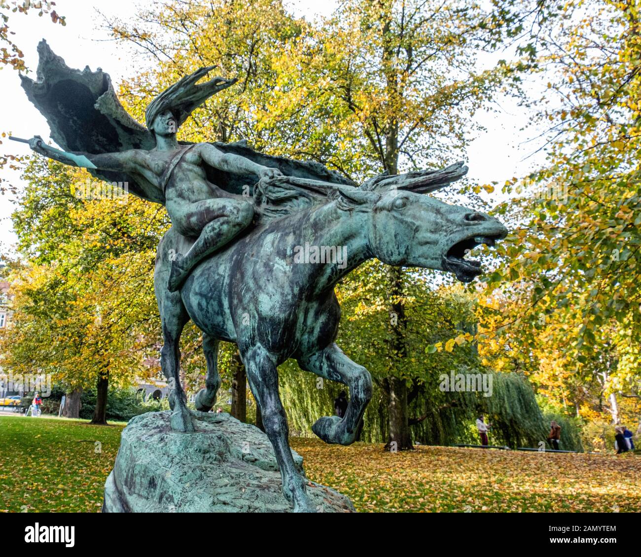 Bronze statue of a valkyrie, a female figure in Norse mythology designed by  sculptor Stephan Sinding 1908 in Churchill park, Copehhagen, Denmark Stock  Photo - Alamy