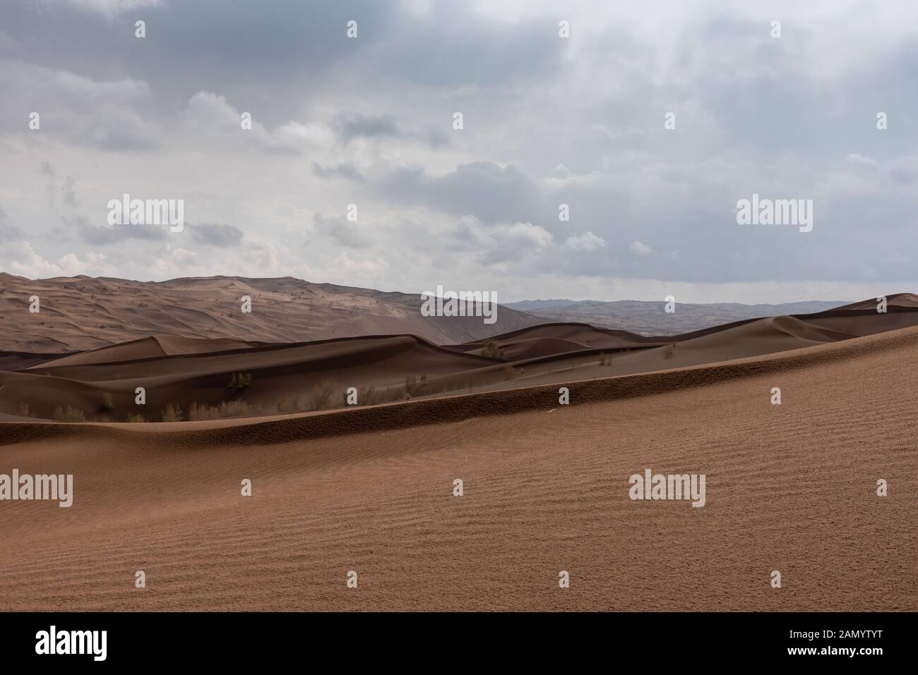 the shape of sand dunes in lut desert Stock Photo