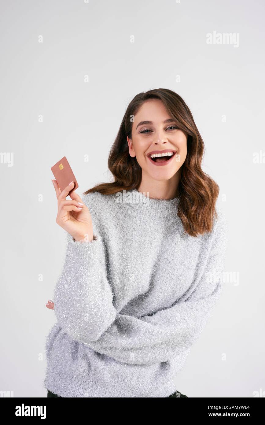 Credit card is very necessary during the big shopping Stock Photo