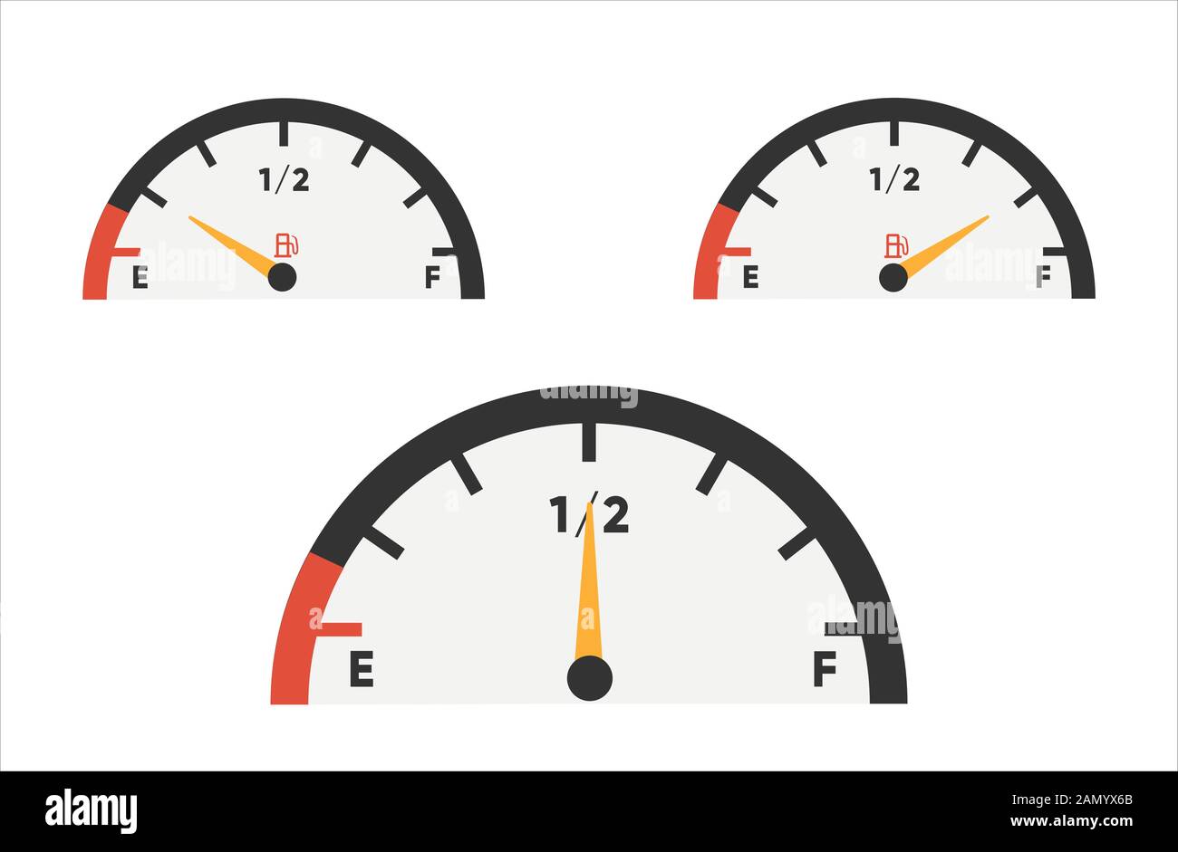 Fuel gauge icon. Gasoline indicators set. Fuel indicator. Vector Stock