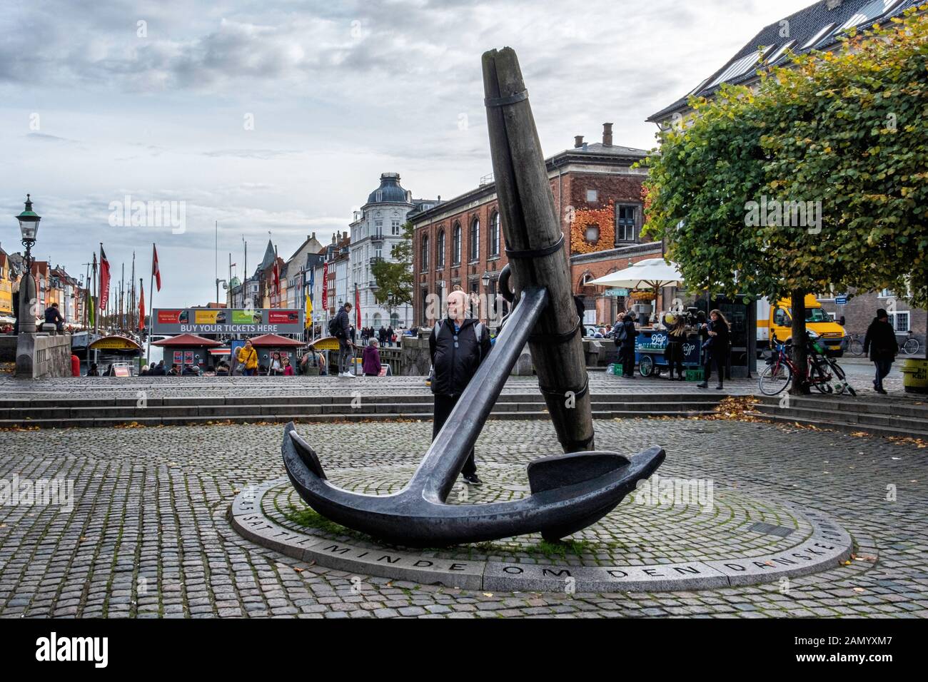 The Memorial Anchor - monument commemorating the more than 1,700 Danish officers and sailors who died during World War II, Nyhavn, Copenhagen, Denmark Stock Photo