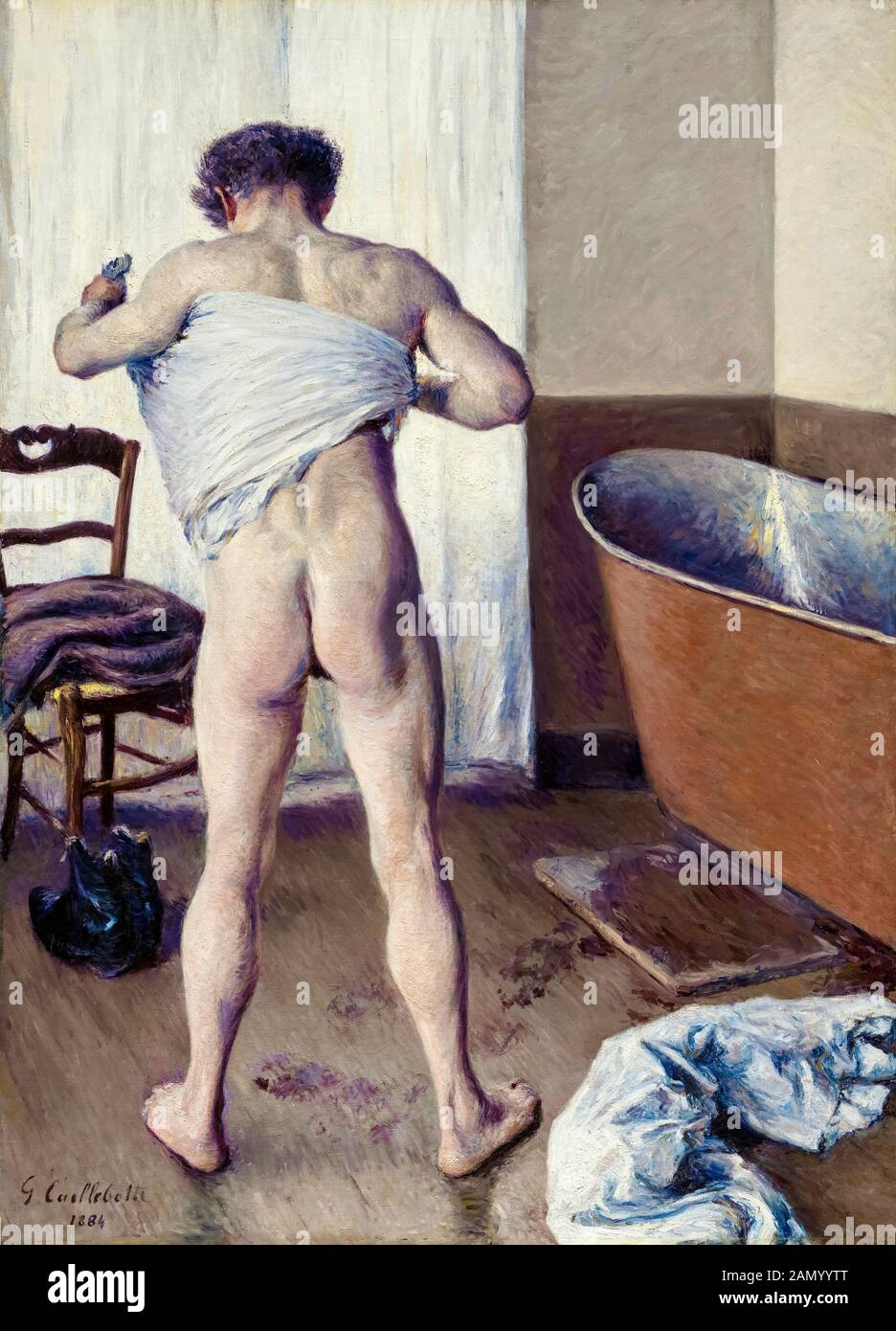 Gustave Caillebotte, Homme Au Bain, (Man at His Bath), painting, 1884 Stock Photo