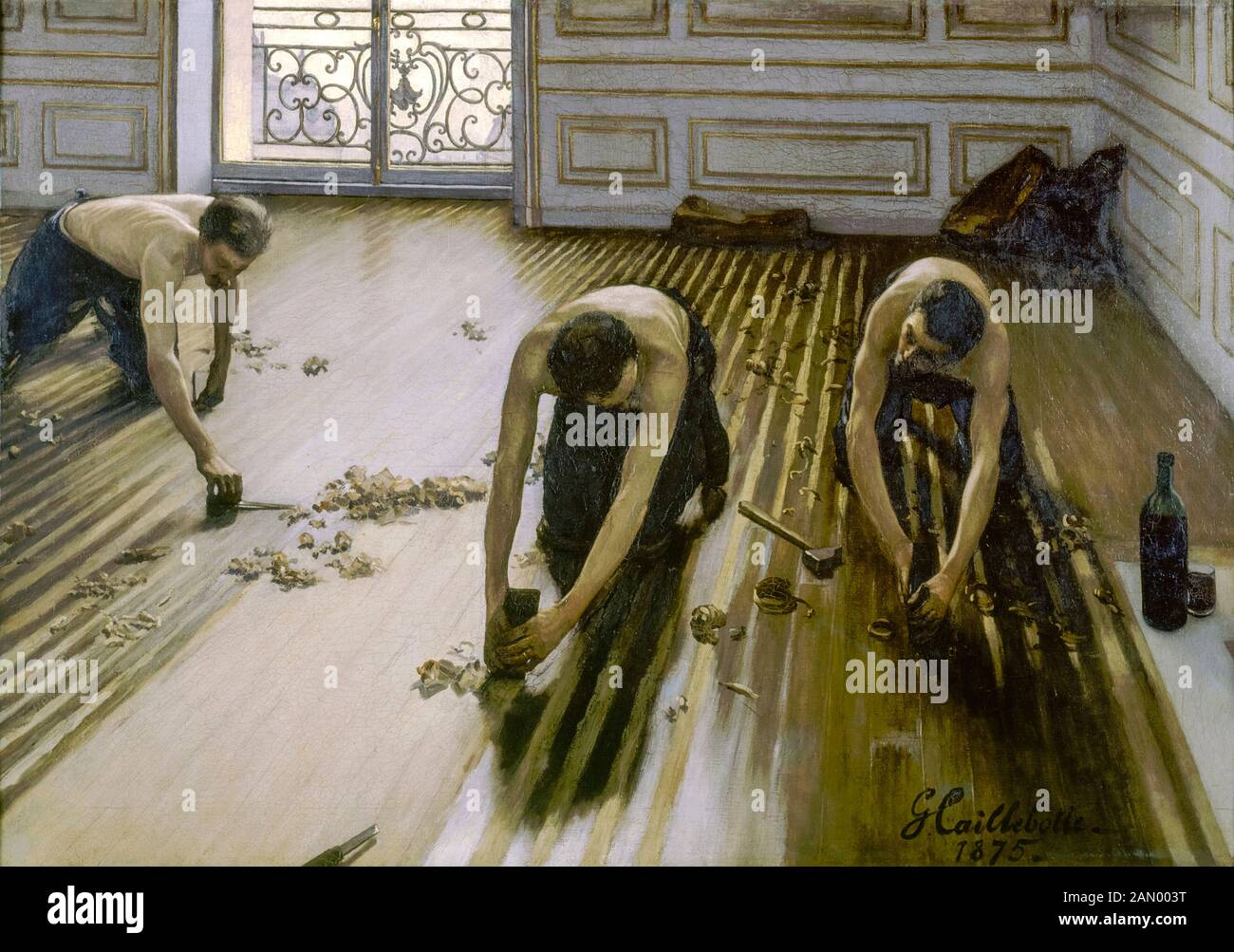 Gustave Caillebotte, Les Raboteurs de parquet (The floor scrapers),  Impressionist painting, 1875 Stock Photo - Alamy
