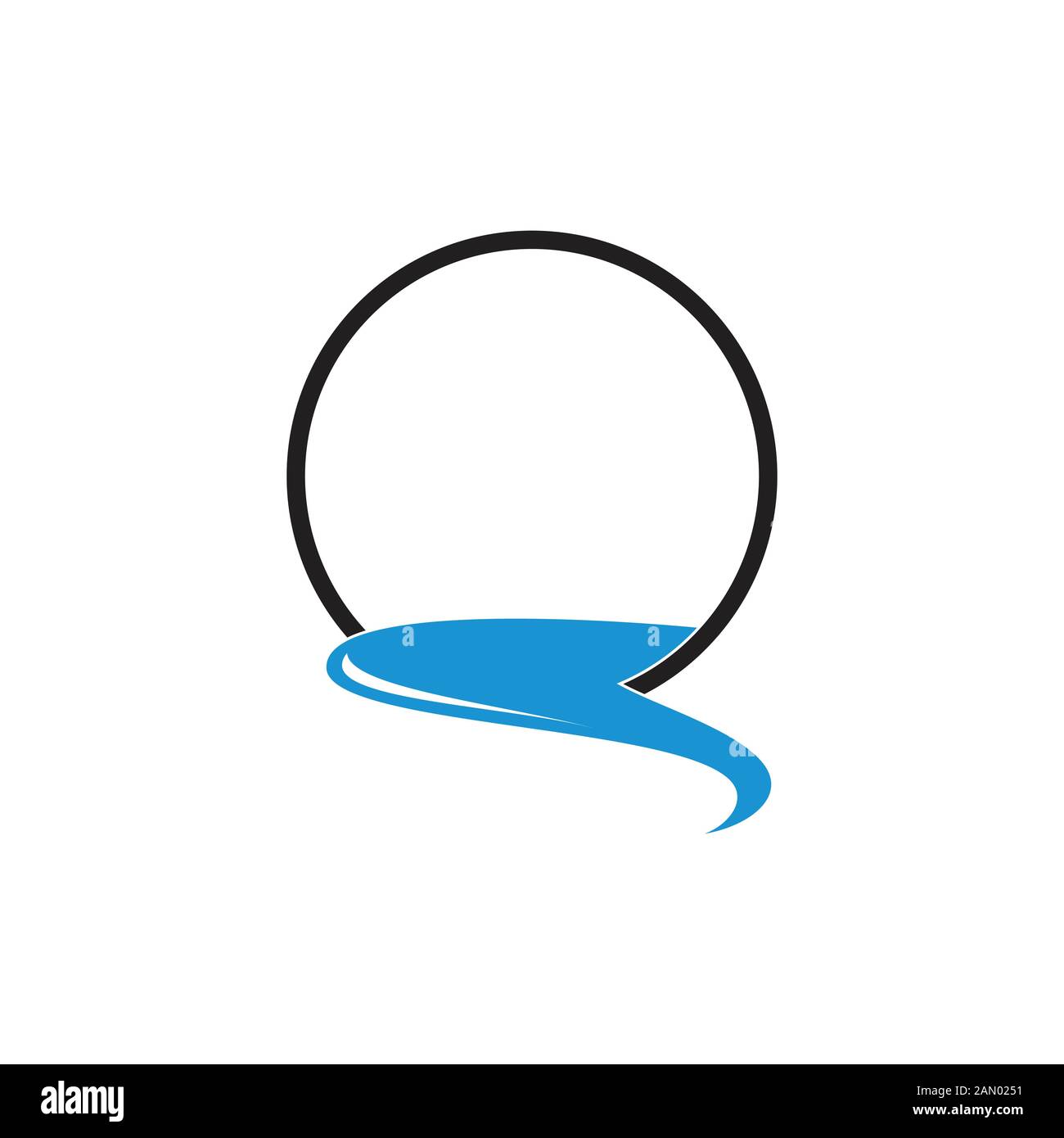 river flows simple circle symbol logo vector Stock Vector