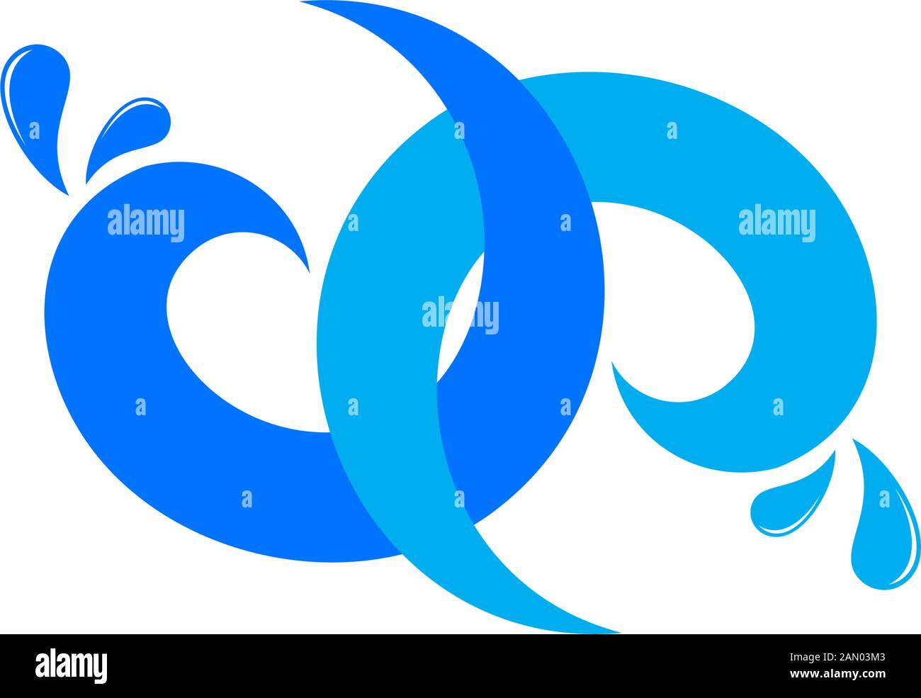 linked colorful waves splash symbol logo vector Stock Vector