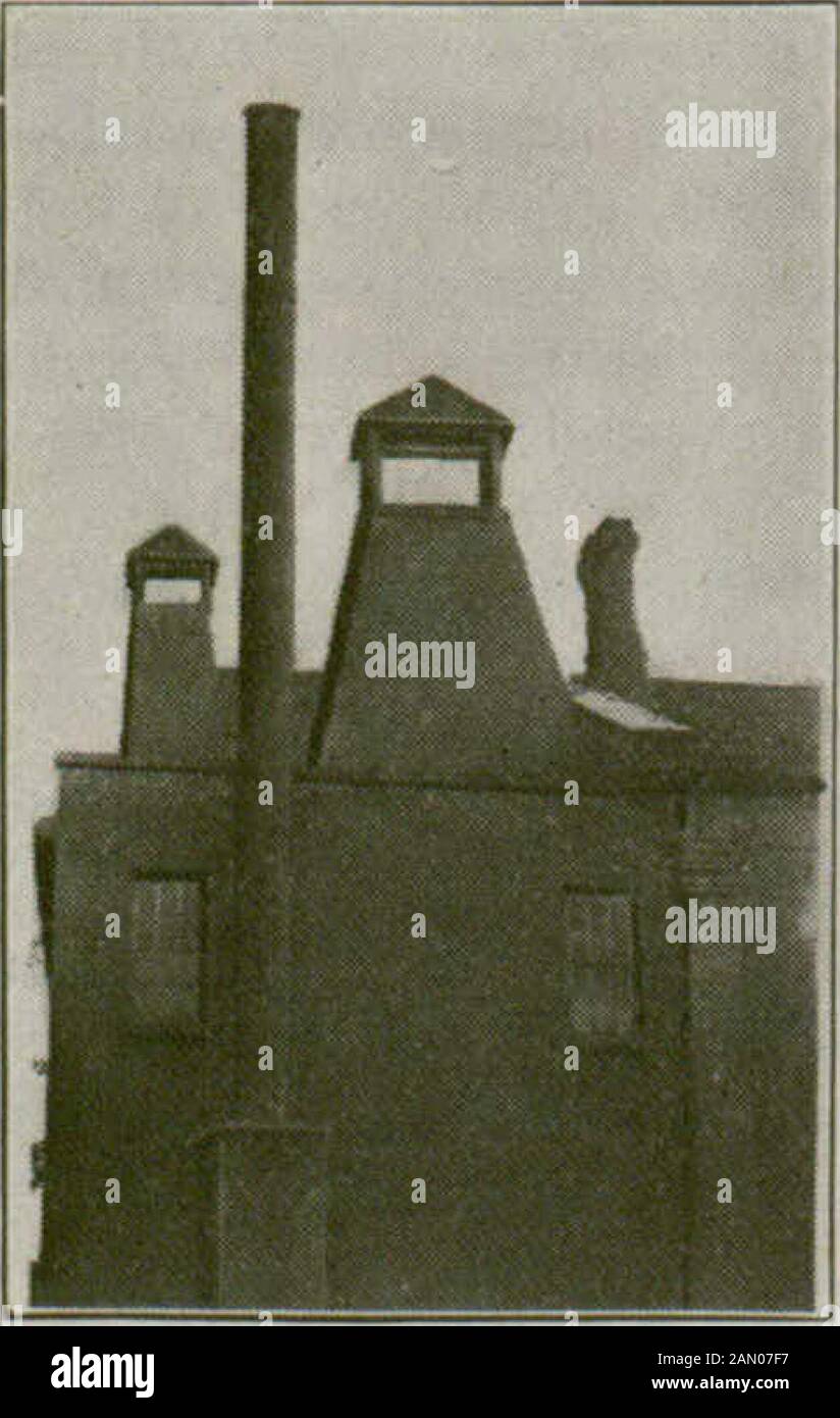 Evaporated apples . Fig. 3. Fig. 1. End of Steam drier. View of part of side of .steam drier. Fig. 5 shows a roof view f a steam drier with cupola. TI1K Kfl.N SYSTEM OF EVAPORATOR8. A kiln might be properly described as a room especially designed for drying- pur-On the ground Eloor is situated the furnaee or other heating apparatus, while. Fig. 5.Shewing view of ioof of Steam Drier. above is the drying floor, which resembles a large stationary rack, covering the wholesurface of the. room. 11 Fig, 6 gives a new of a section of a kiln-drying floor. The joists are laid as foran ordinary floor, an Stock Photo