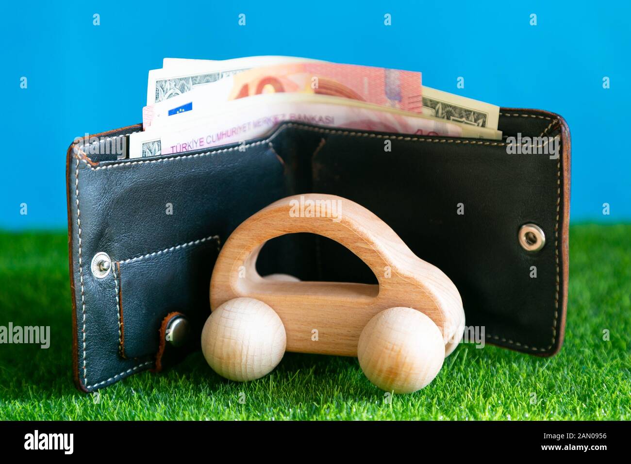 Conceptual photo of the content, insurance, car repair. Car loan and fines on the roads. Stock Photo