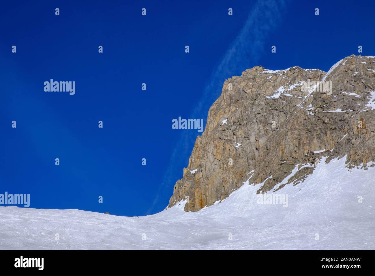 Backcountry skiing at Gerenpass, Ticino, Switzerland. Winter landscape Stock Photo