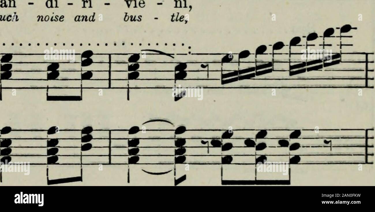 Don Pasquale : opera in three acts .  ^^*:i r ^ crese. m Sè^^kffi I ffi j5^5JJ5 i / i i Coro. Soprani. fz ?f—w $=? JS *=* ¥t tf Tenori*. 3= Che in - ter - mi - na - bi - le an - di - ri - vie - ni, Was ev - er heard be - fore such noise and bus - tie, -£. a :e3^ W£= Bassi^ Che. in - ter - ini - naWas ev • er heard an - di - n - vie - ni, be - fore such noise and bus - tie, - Di - le :£=£ r r r r=£ v-q— w 8va, Che in - ter - mi - na - bi - le an - di - riWas ev • er heard be -fore such noise and I I I I Ì i r n @3g^ 3^c # 5 S=*. tE^E^El^ r 1 4& *=?c ¥=r-Z % P 3 g HF* T7^ ^ &lt; Che in - ter - Stock Photo