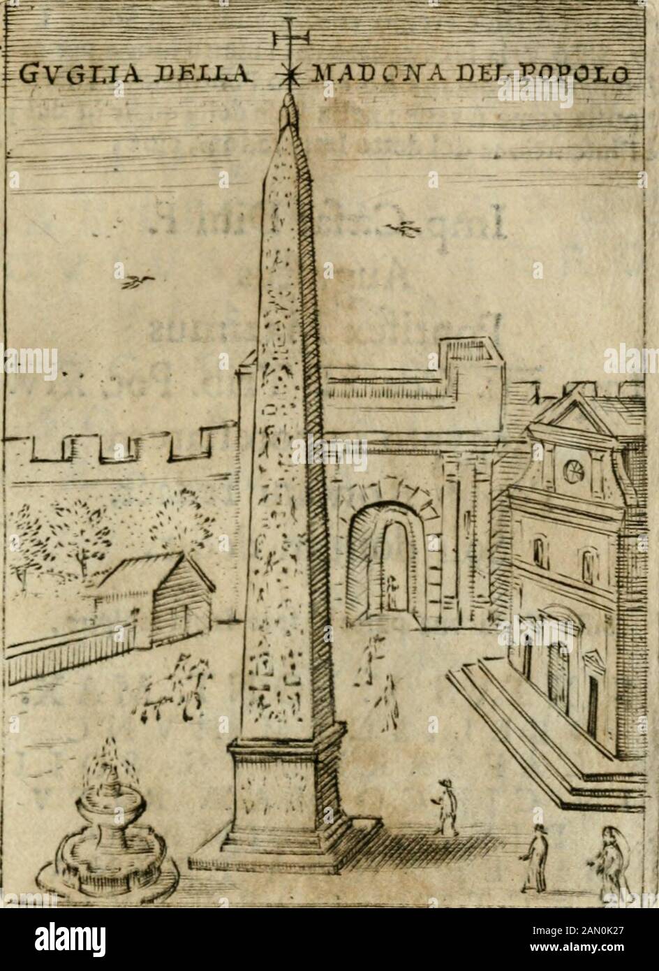 Ritratto di Roma antica : nel qvale sono figvrati i principali tempij, theatri, anfiteatri, cerchi, naumachie, archi trionfali, curie, basiliche, colonne, ordine del trionfo, dignita militari, e ciuili, riti cerimonie, & altre cose notabili : aggiuntoui di nuouo le vite, & effigie de' primi rè di essa, e le grandezze dell'Imperio Romano, con l'esplicationi istoriche de' piu celebri antiquarij . menico Fontana Architetto , nella quale vi fonorinfrafcricci EpicafHj fcolplci j & è alca piedi quarantadue • Da vna parte^, SIXTVS V- PONT. MAX. OBELISCVM AEGYPTO ADVEGTVM A V G V S T O IN EIVS MAVSOLE Stock Photo
