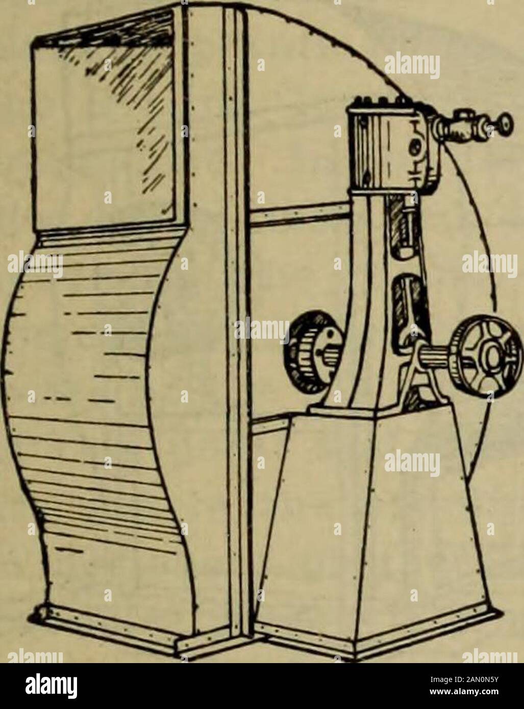 Handbook for heating and ventilating engineers . ble witli the olderforms. Both of these forms of fans are used in plenumwork, and are placed on the forcing side of the circulatingsystem just between the air intake and the heater coils,or just following the heater coils, and hence produce a pres-sure within the building or suite heated, so that leakagesare outward and not so detrimental to the good workingof the plant as in the exhaust system. The motive power for fans may be of four kinds,electric direct drive, steam engine or steam turbine directdrive, and belt and pulley drive, as shown in Stock Photo