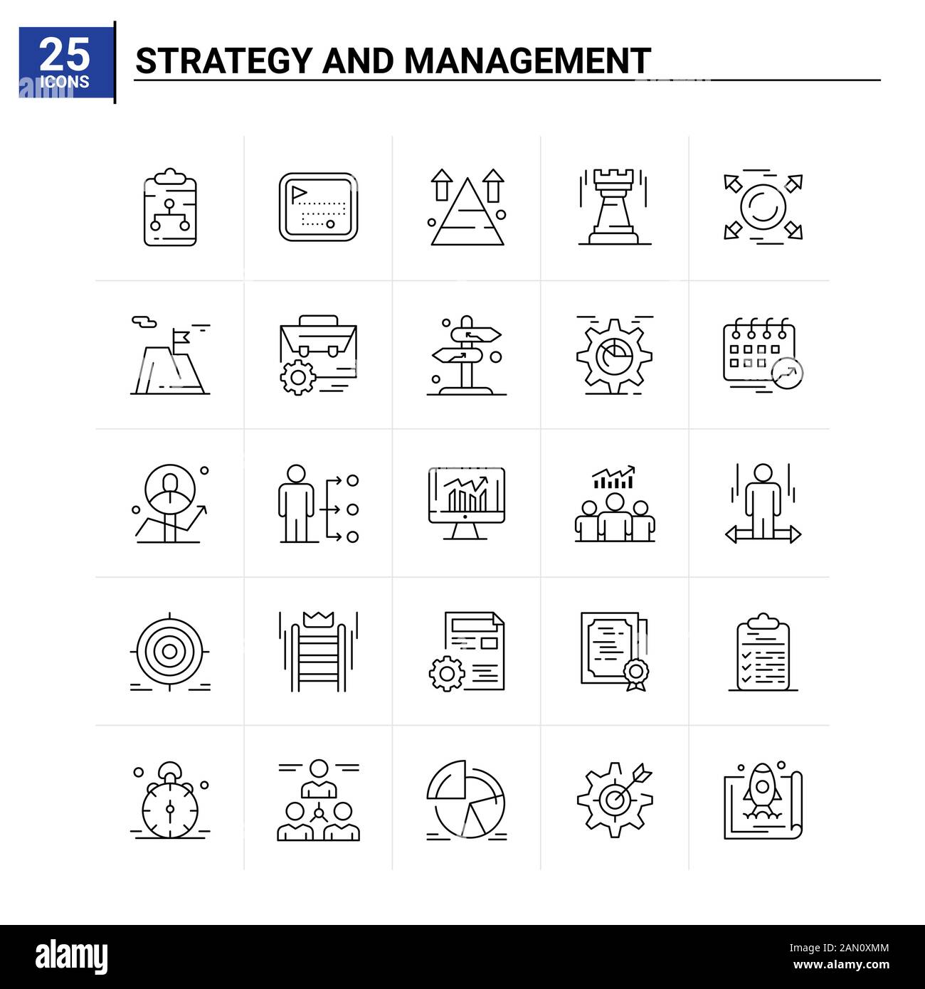 25 Strategy And Management icon set. vector background Stock Vector ...