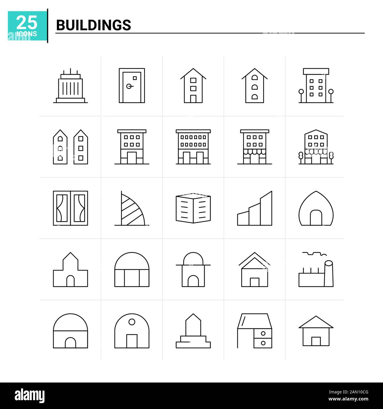 25 Buildings icon set. vector background Stock Vector Image & Art - Alamy