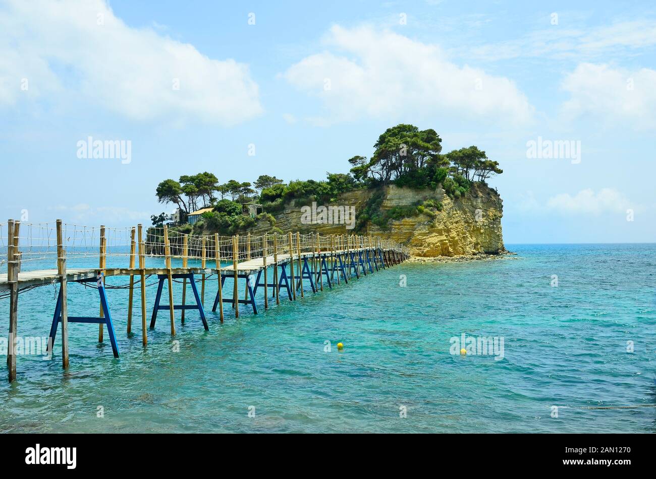 Greece, Zakynthos Island, footbridge to Cameo island Stock Photo