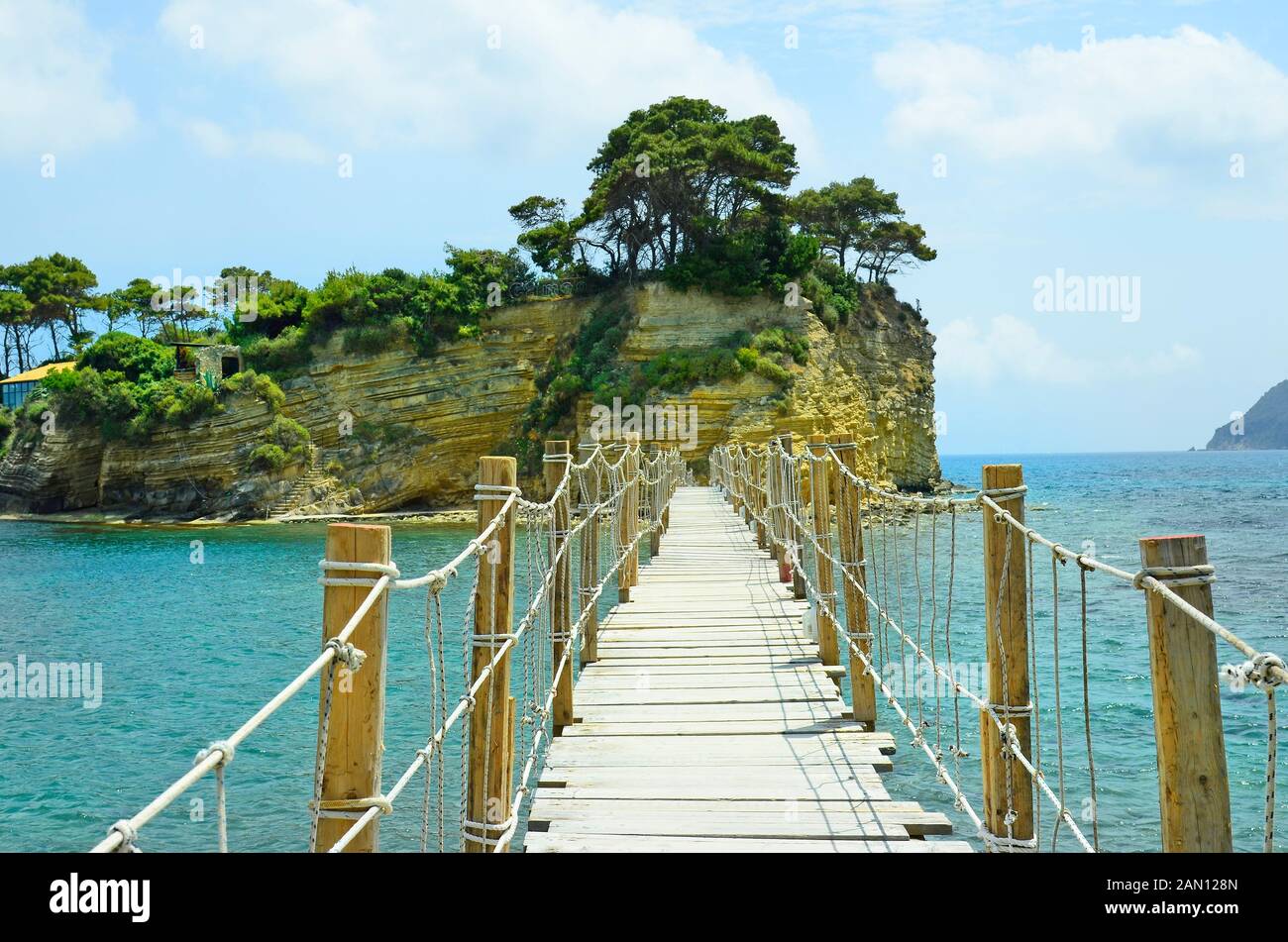 Greece, Zakynthos Island, footbridge to Cameo island Stock Photo