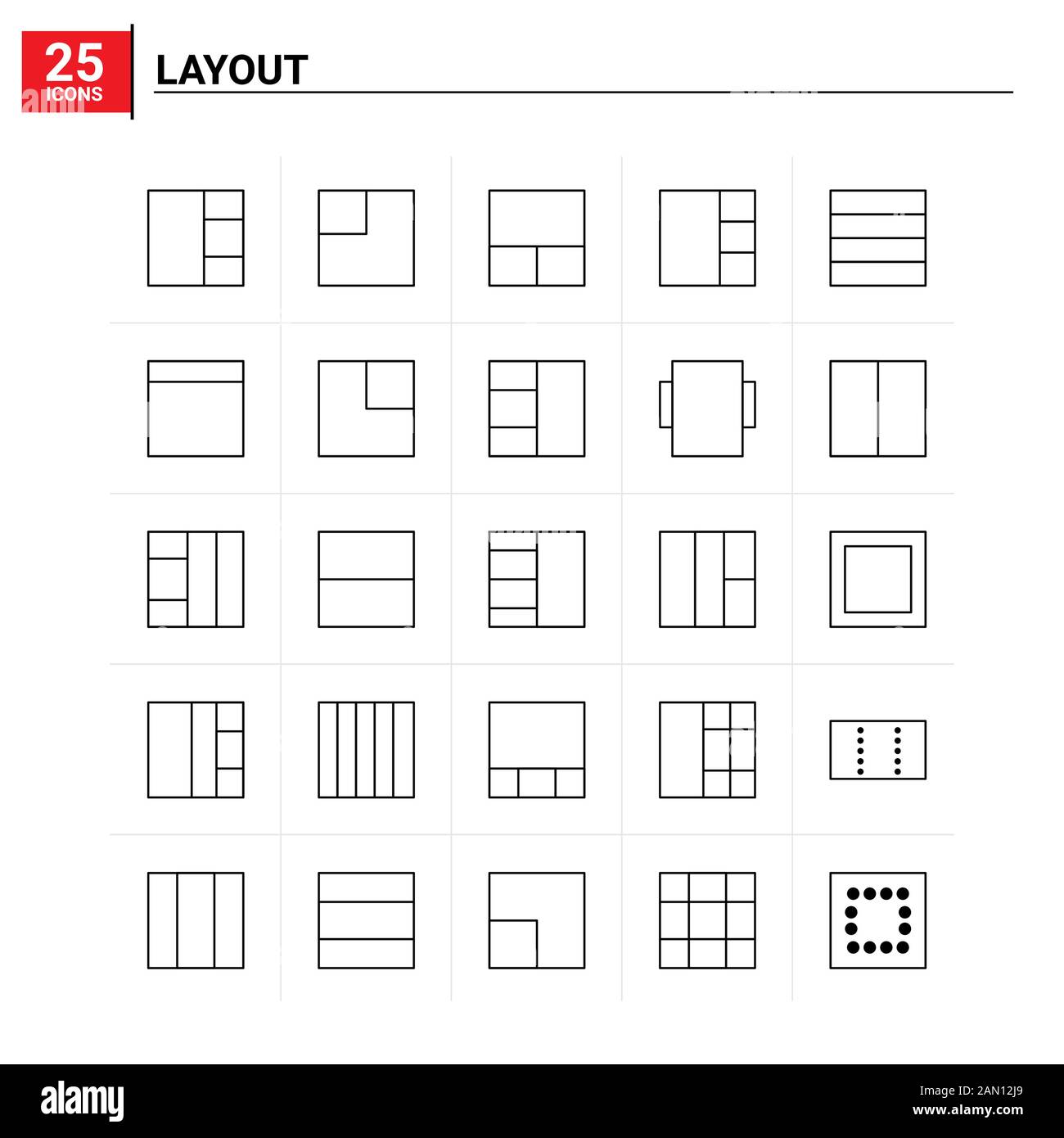 25 Layout icon set. vector background Stock Vector Image & Art - Alamy