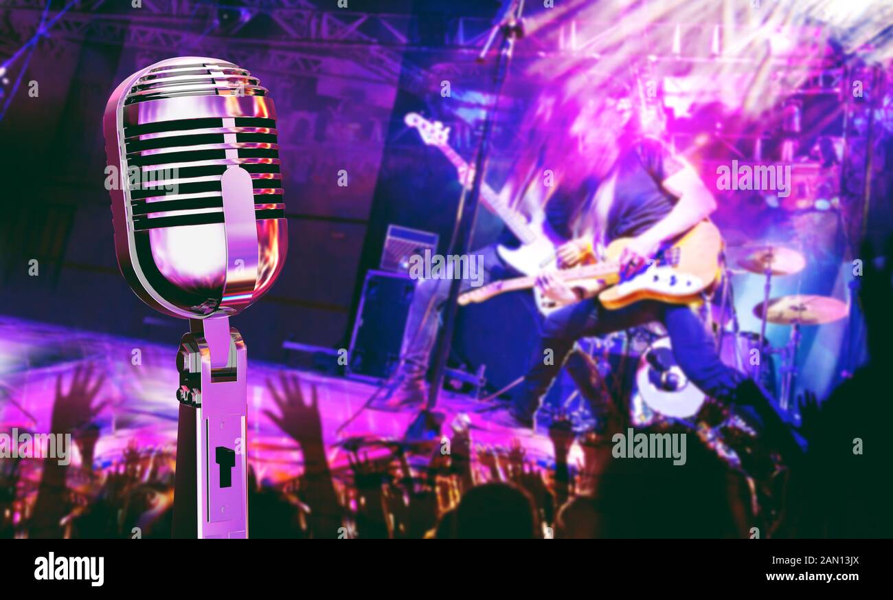 Live music and concert. Guitarist and music band background. Night  entertainment and festival events Stock Photo - Alamy