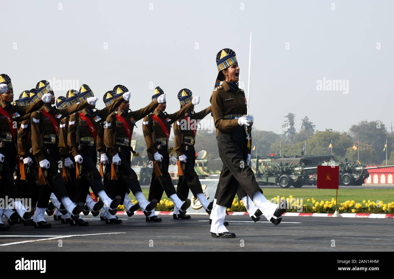 New Delhi India 15th Jan 2020 Indian Army Soldiers March During The New Delhi India 15th Jan 2020 Indian Army Soldiers March During The