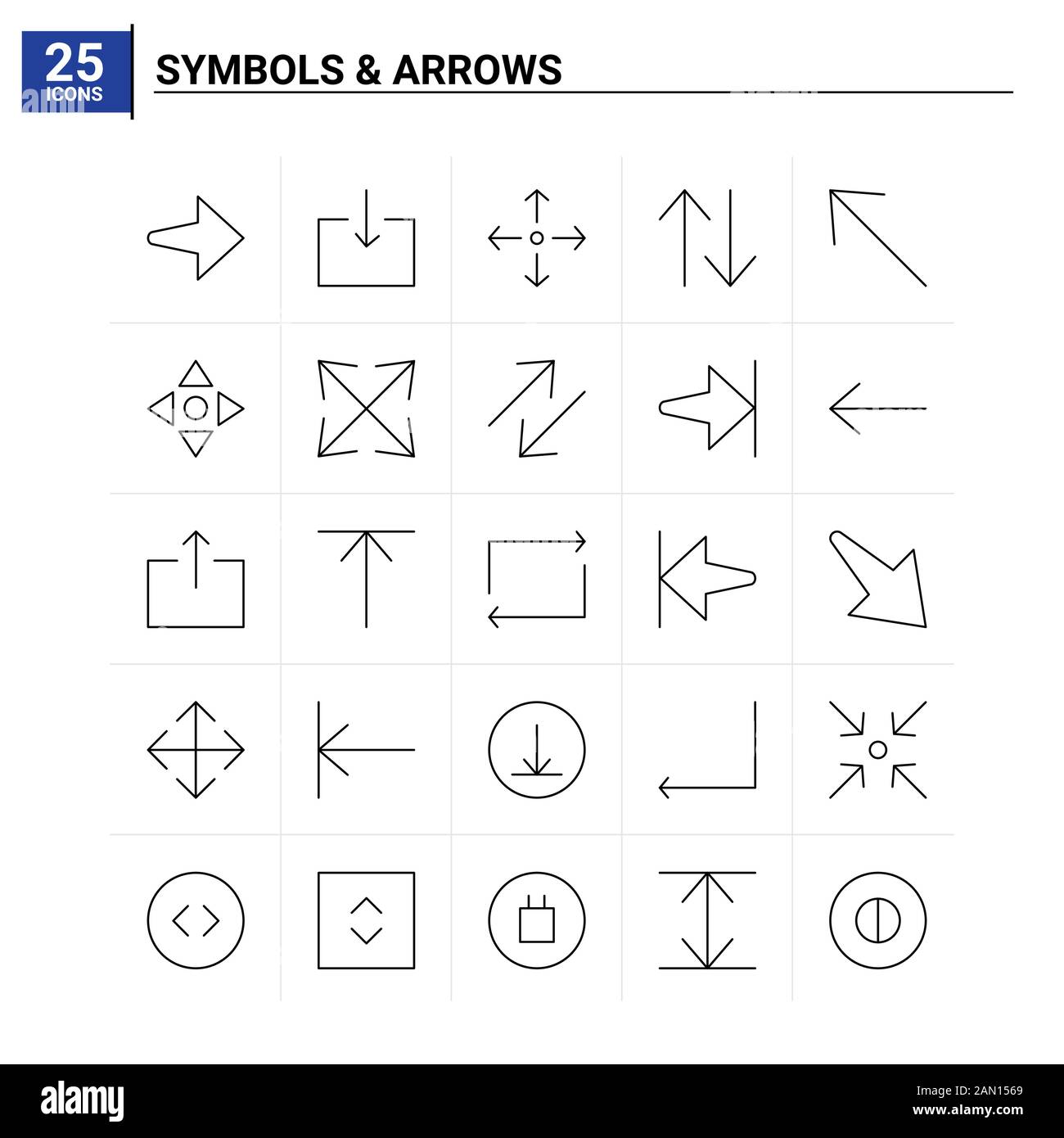25 Symbols & Arrows icon set. vector background Stock Vector Image ...