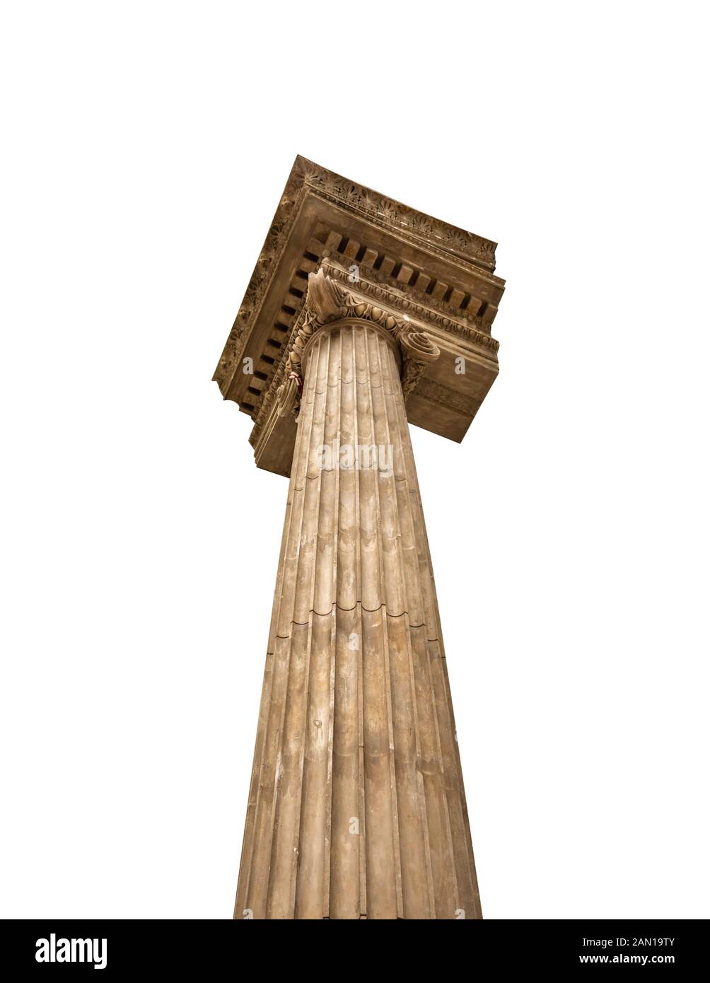 Ancient column is isolated against a white background Stock Photo - Alamy