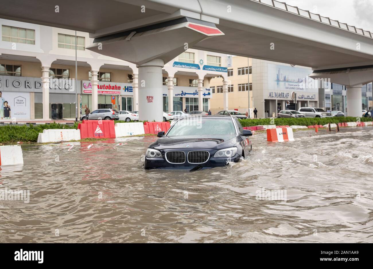Dubai, United Arab Emirates, 11th January 2020 flooded streets of