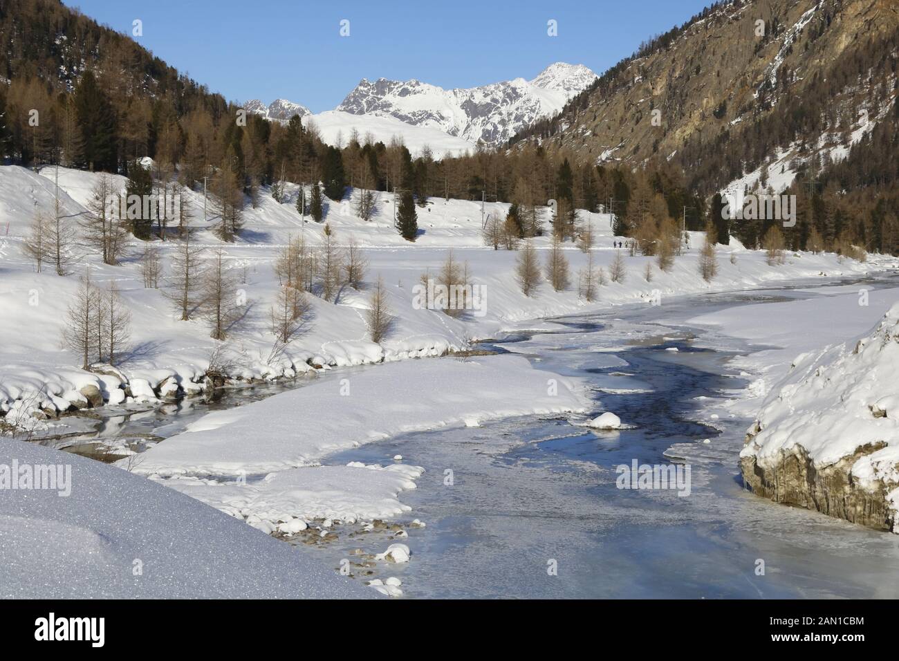 Winterzauber im Val Bernina, Ova da Bernina. Stock Photo