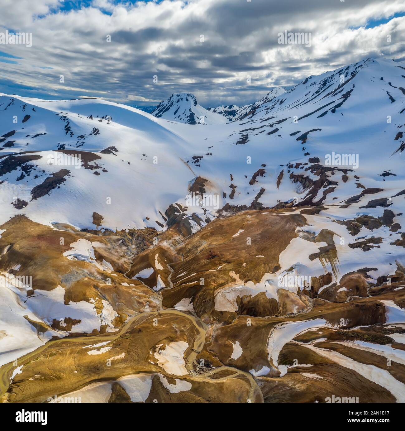 Geothermal hot spring area, Mt. Kerlingafjoll, Iceland Stock Photo