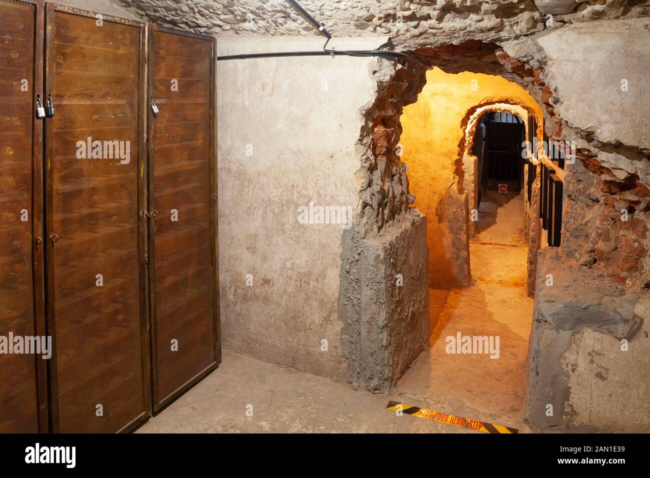 Inside the underground concrete wine vats at Zandvliet Wine Estate, the home of South African Shiraz, Ashton, Robertson Wine Valley, Western Cape Wine Stock Photo