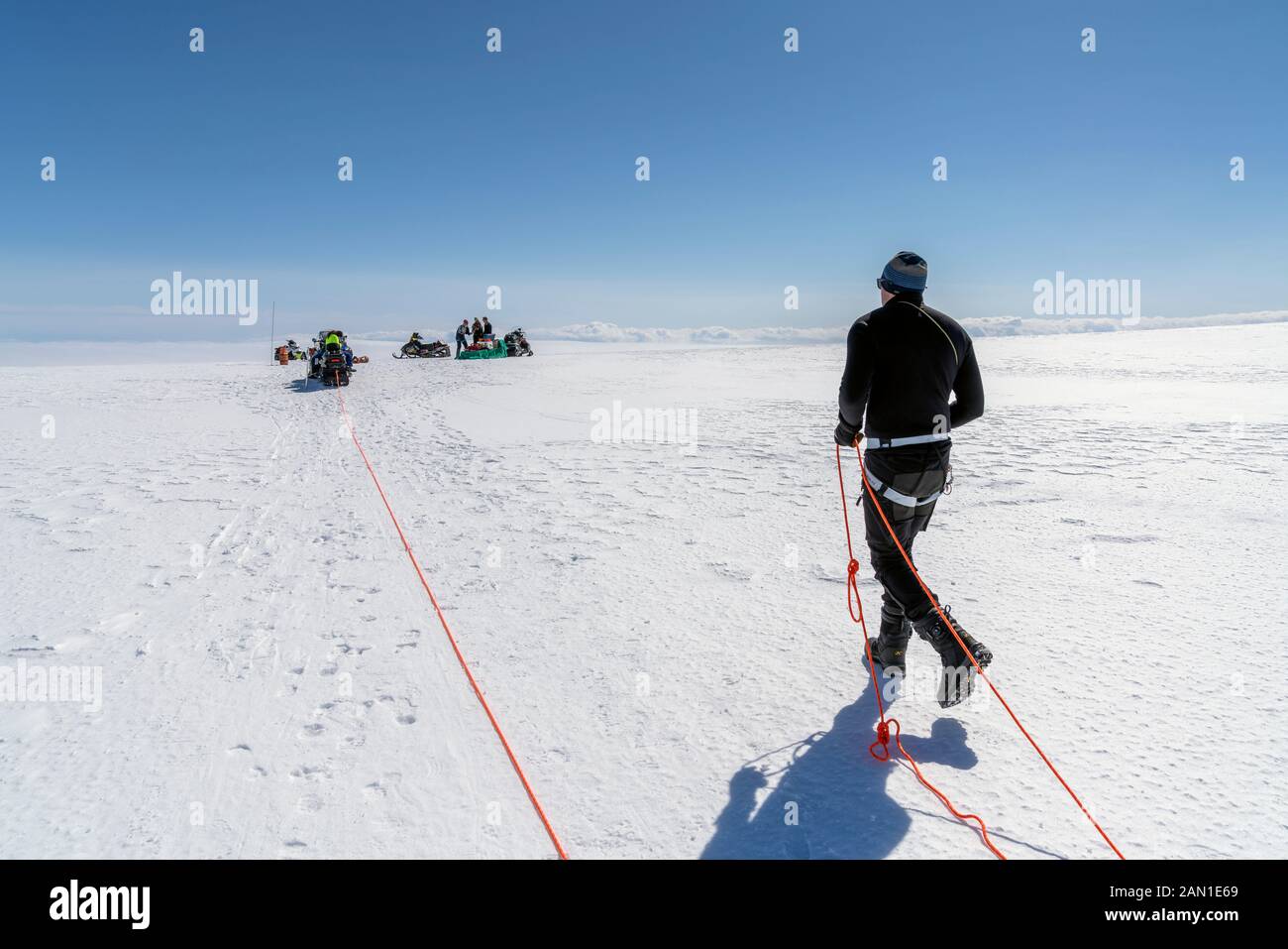 The Glaciological society spring expedition, Vatnajokull Glacier, Iceland Stock Photo