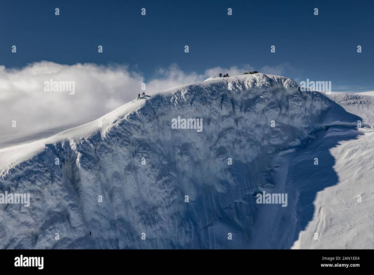 Rotarfellshnukur mountain peak - The Glaciological society spring expedition, Vatnajokull Glacier, Iceland Stock Photo