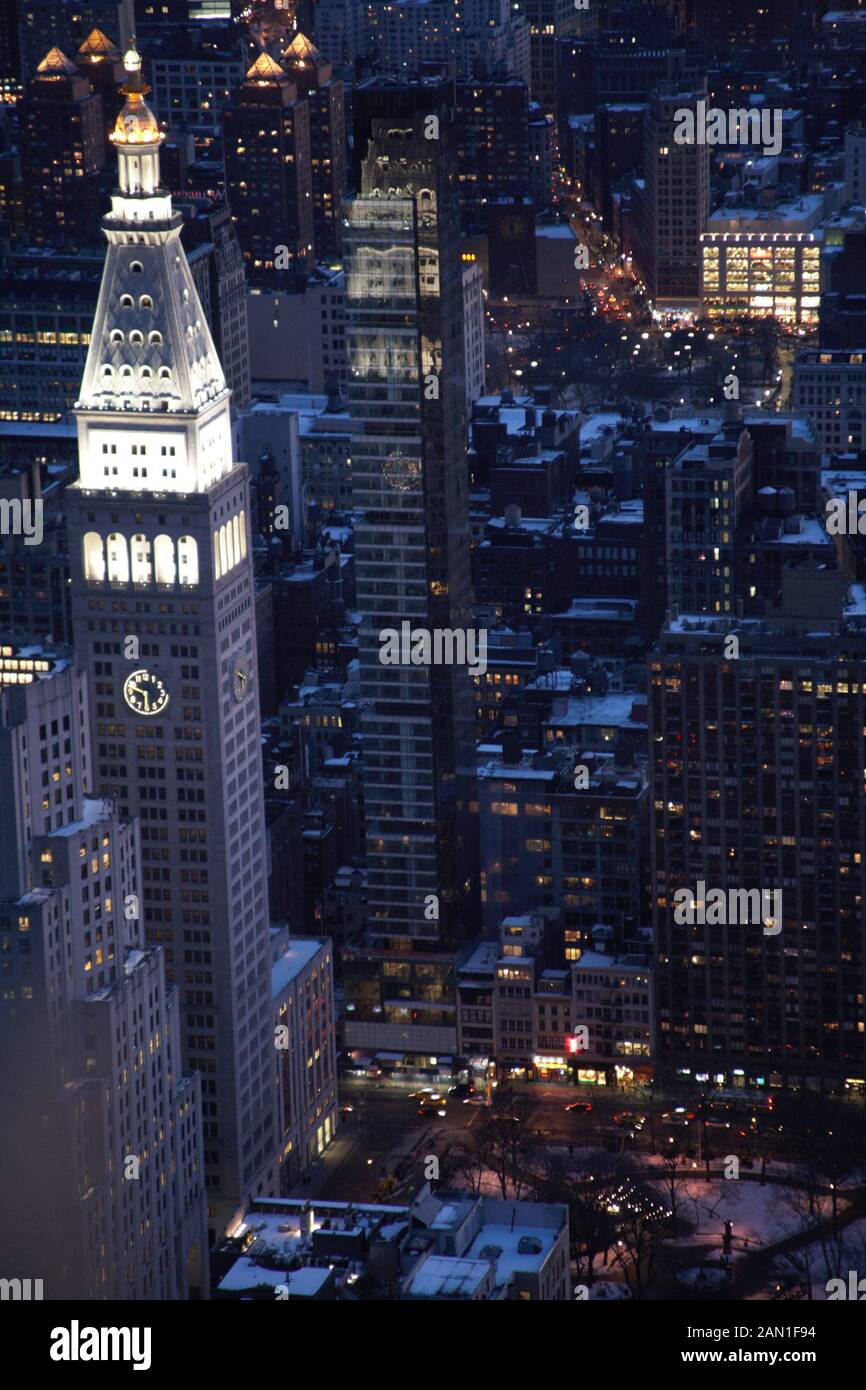 New York sky line at night from the empire state building Stock Photo ...