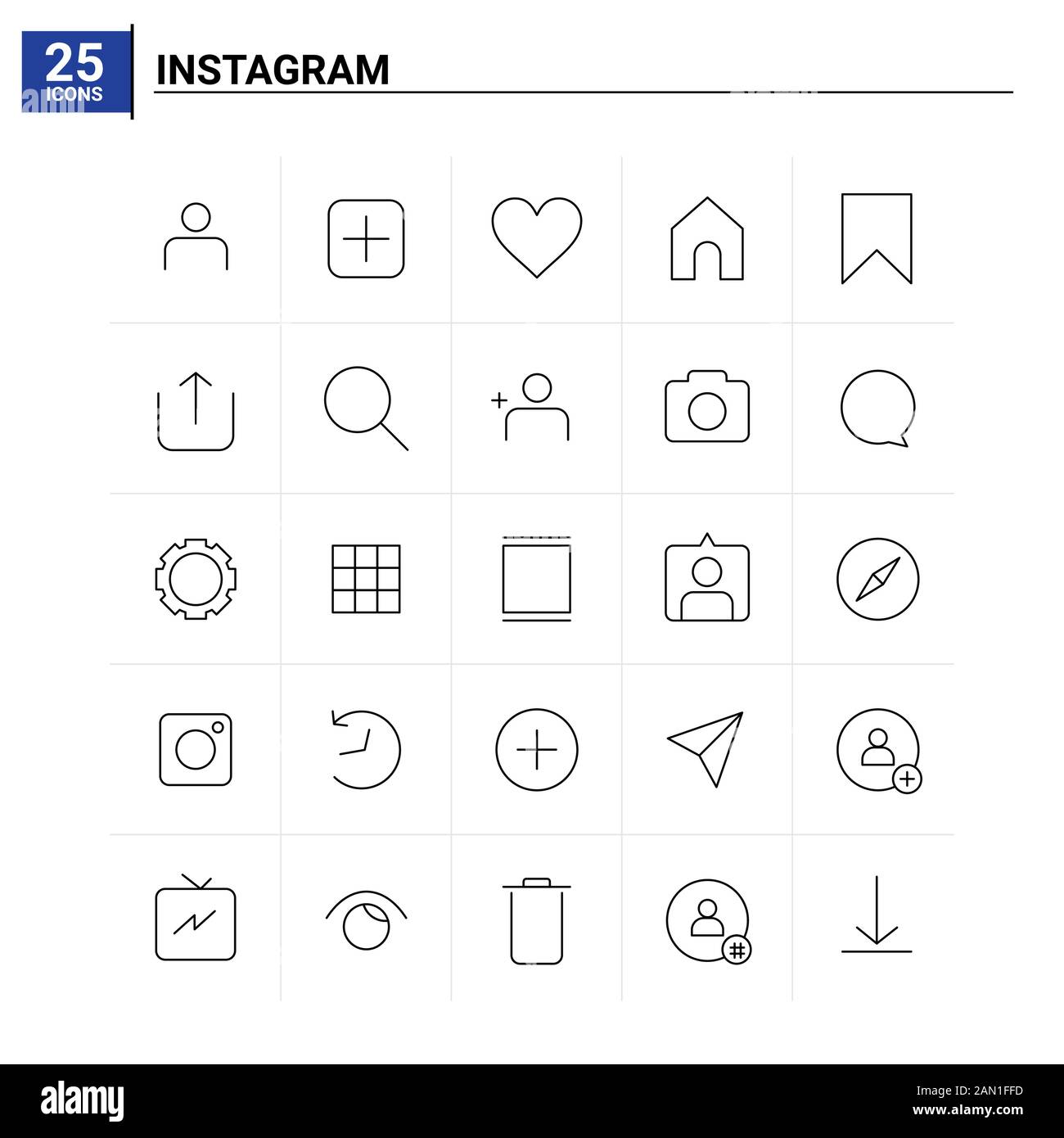 Instagram icon set hi-res stock photography and images - Alamy