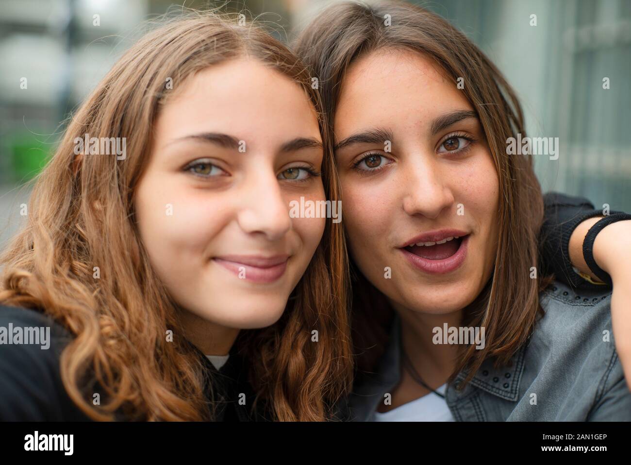 Close-up of smiling friends Stock Photo