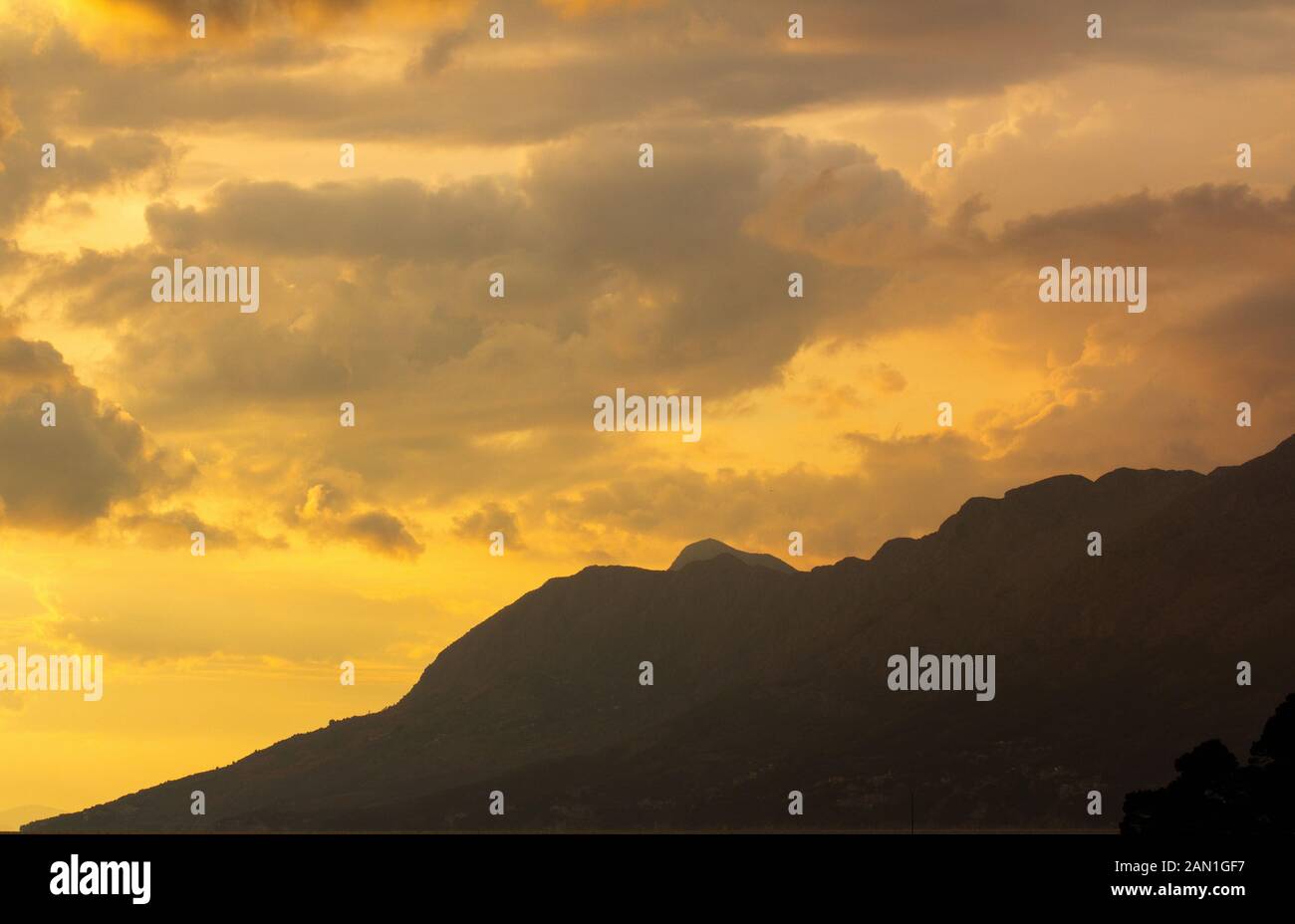 View of mountain during sunset Stock Photo