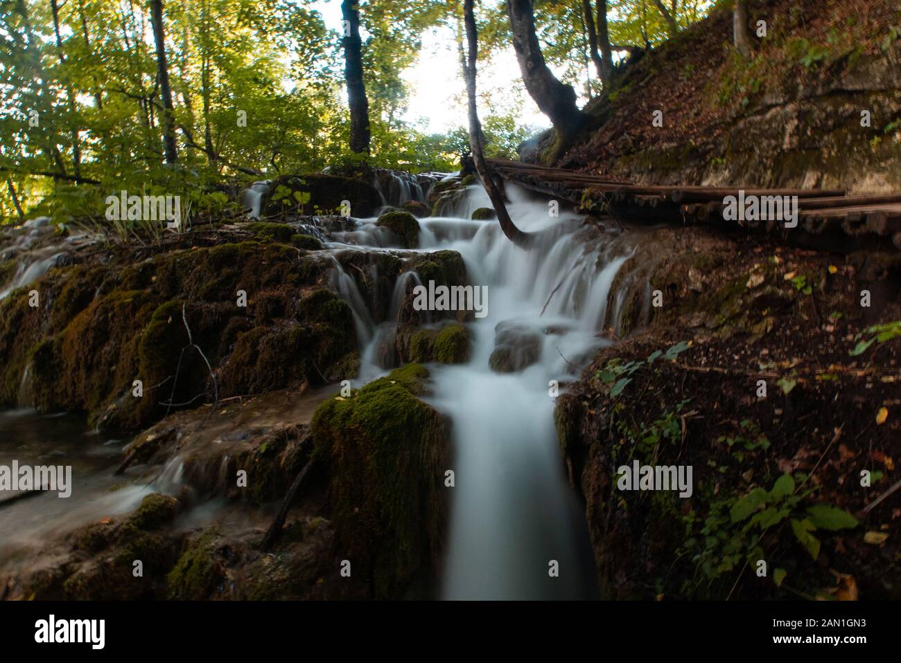 Waterfall in Plitvice Lakes National Park Stock Photo