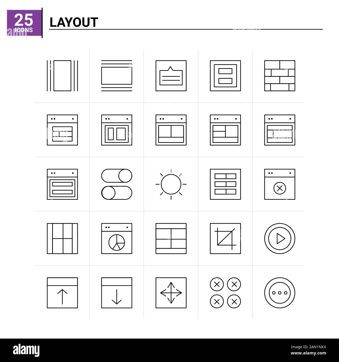 25 Layout icon set. vector background Stock Vector Image & Art - Alamy
