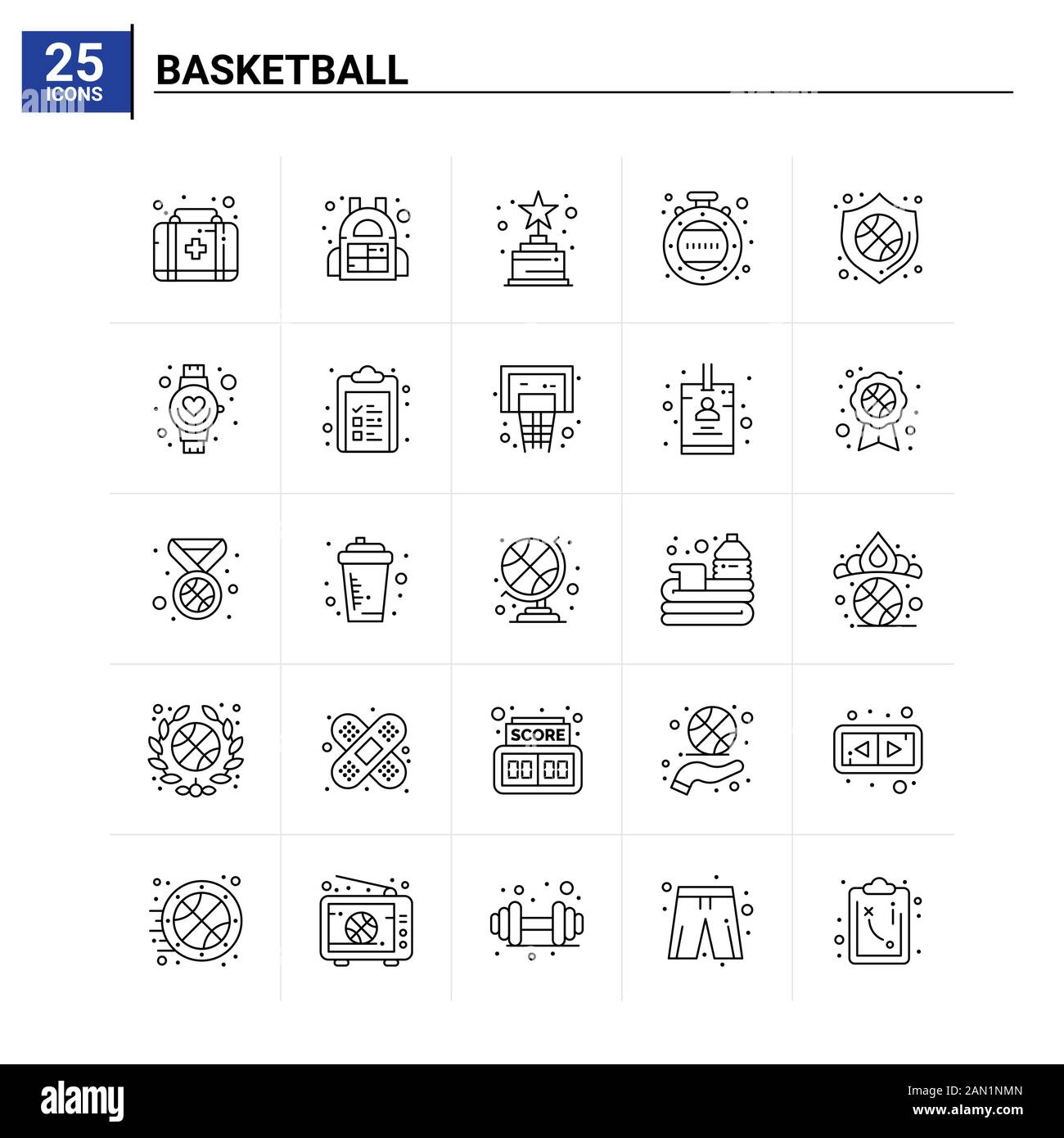 25 Basketball icon set. vector background Stock Vector