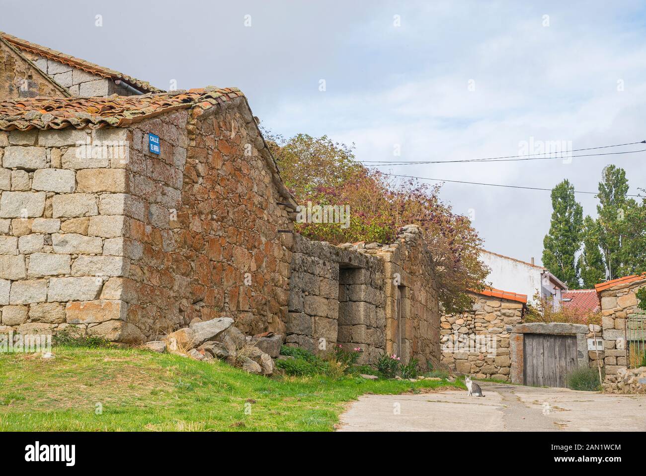 Houses in ruins. Benitos, Avila province, Castilla Leon, Spain. Stock Photo