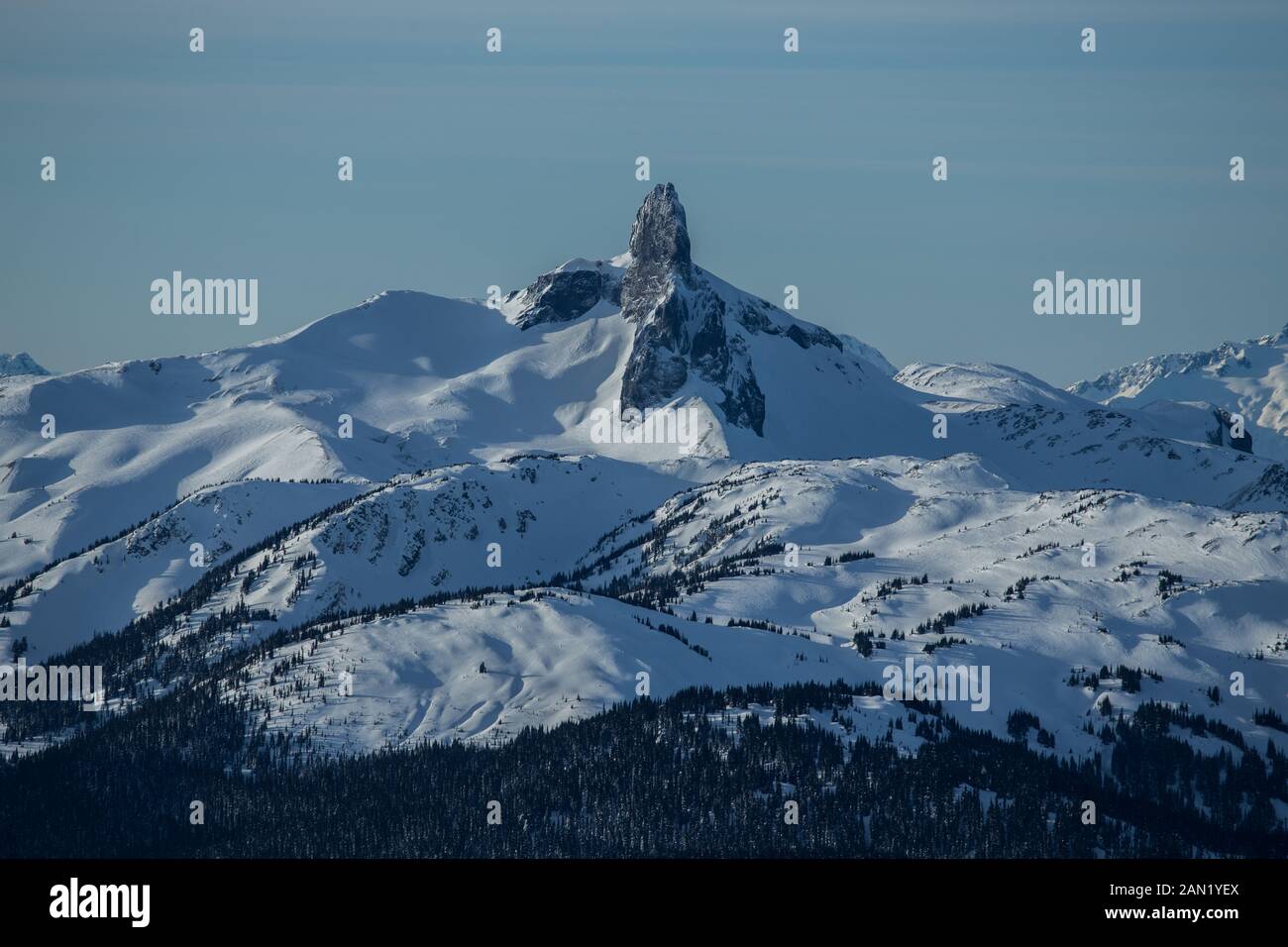 Coast Mountainscape of Black Tusk in Winter Stock Photo