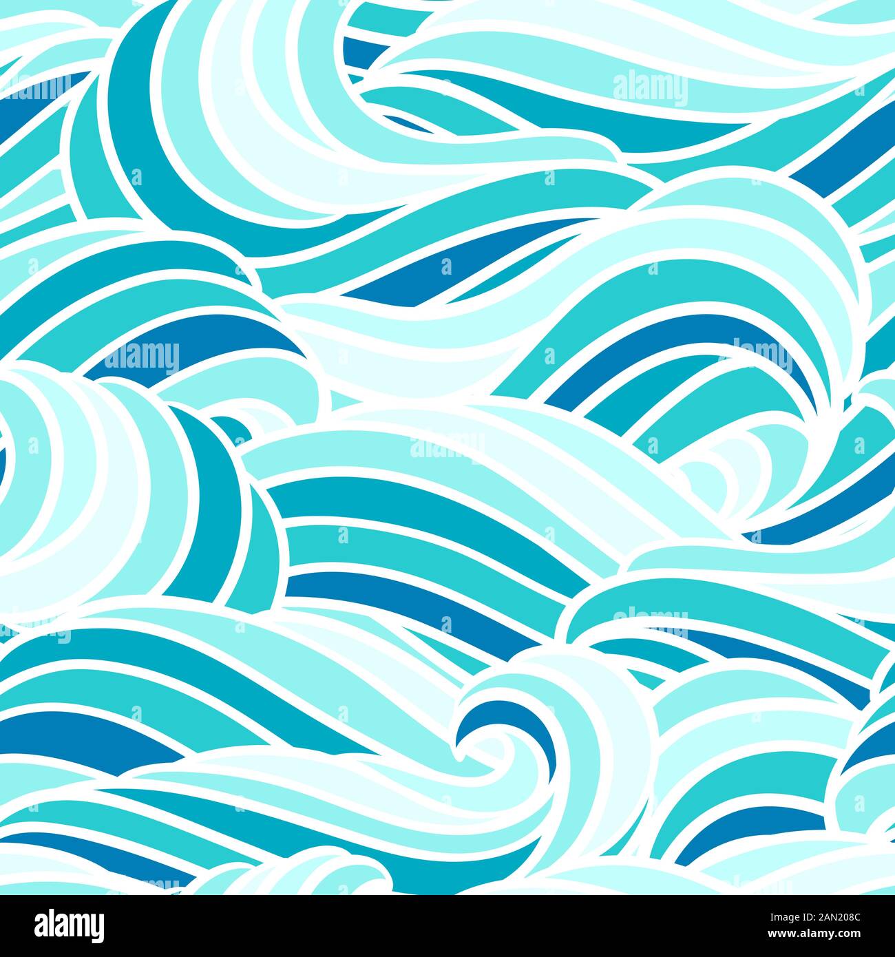 Seamless wave pattern. Background with sea, river or water texture. Stock Vector