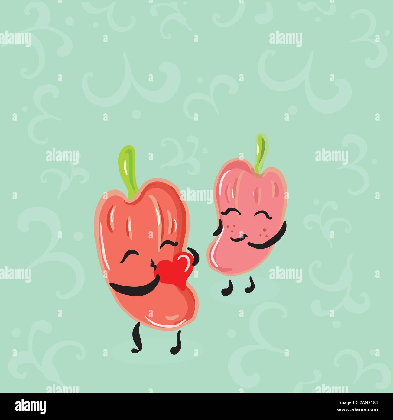 Color vector illustration of peppers fruits for Valentine day, couples in  love on the backgrounds Stock Vector Image & Art - Alamy