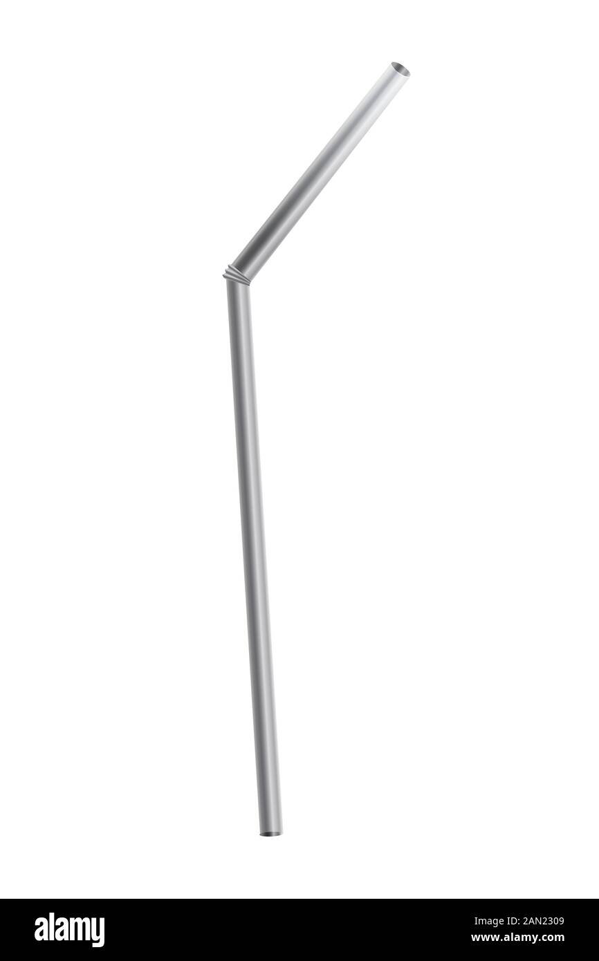 Realistic reusable steel metal tube vector graphic illustration Stock