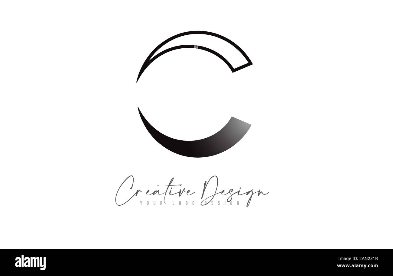 C letter Logo Design with Black Monogram colors and Creative Cut Design ...
