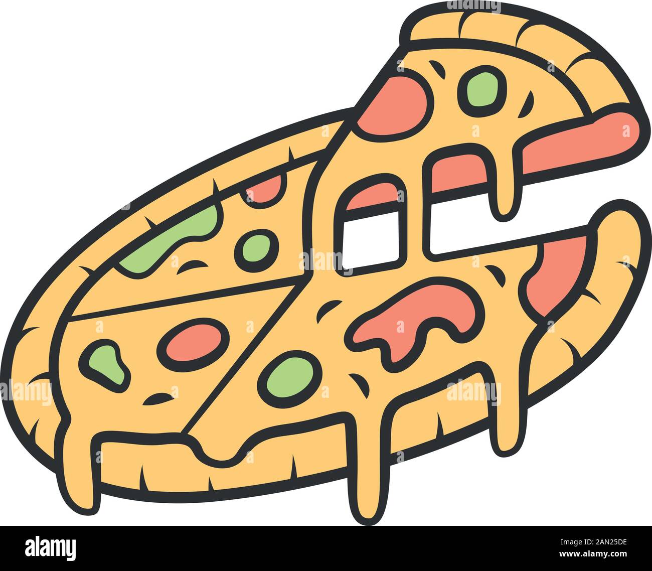 Sliced pizza color icon. Pizzeria, pizza house, restaurant, cafe menu