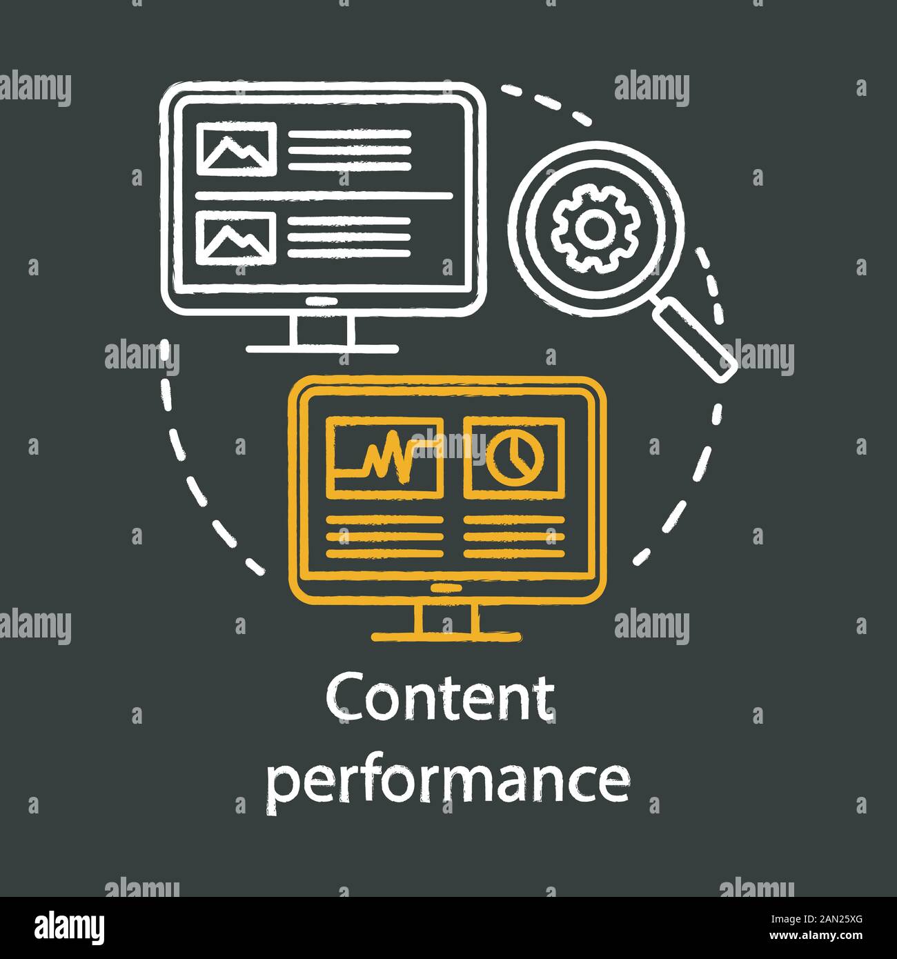 Content performance chalk concept icon. Digital marketing benefit idea ...
