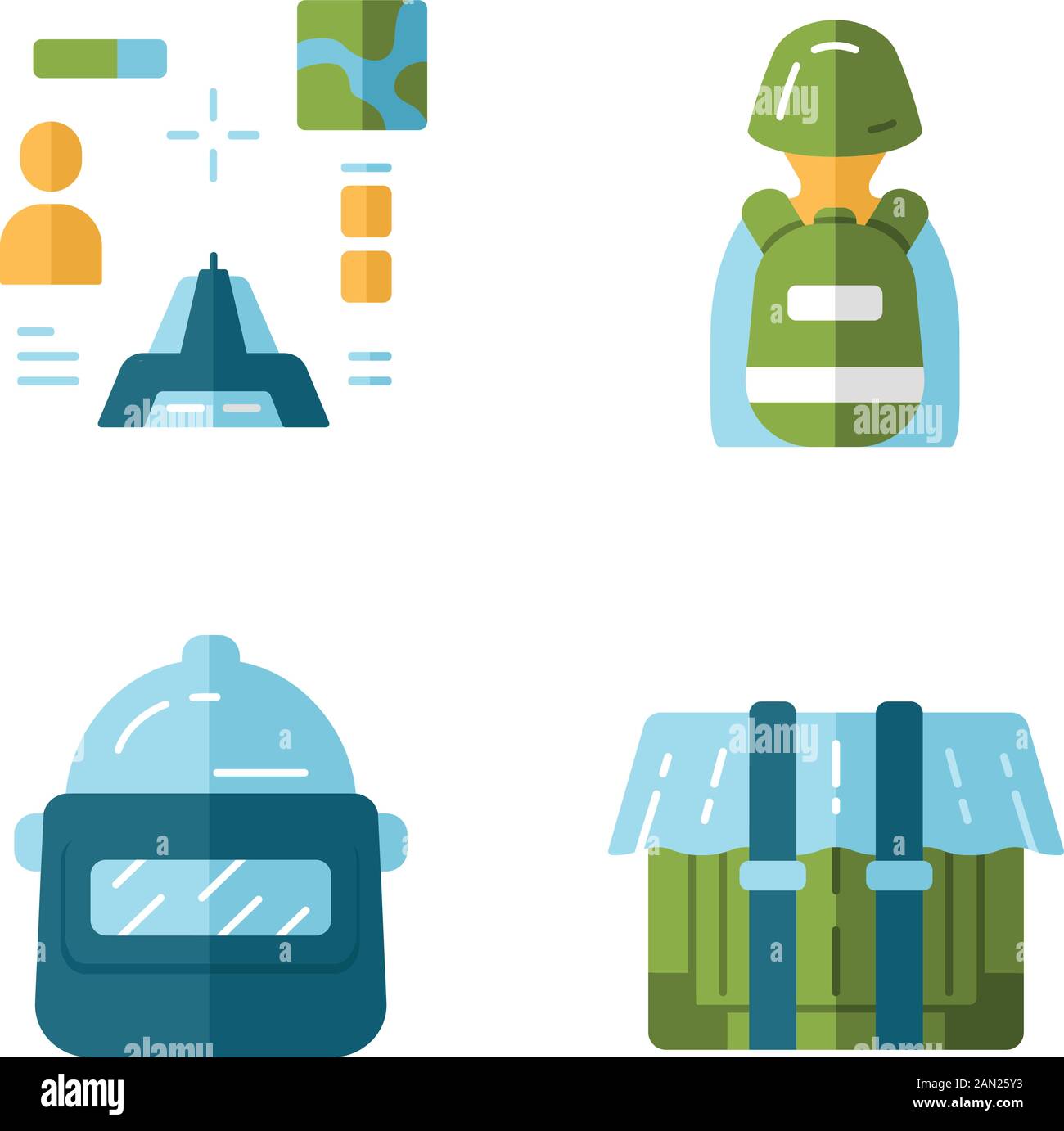 Online game inventory flat design long shadow color icons set. Esports ...