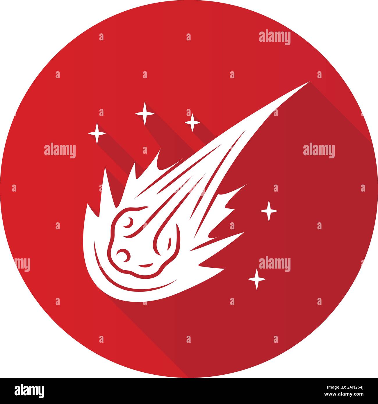 flat design long shadow glyph icon. Falling star. Meteor, asteroid ...