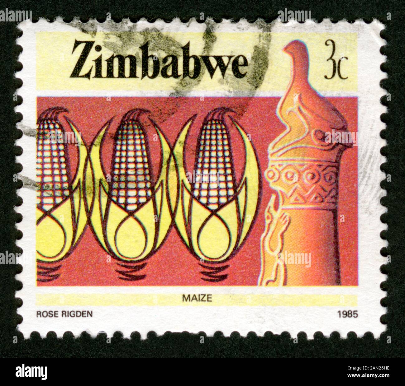 Stamp print in Zimbabwe,1985,Maize Stock Photo - Alamy