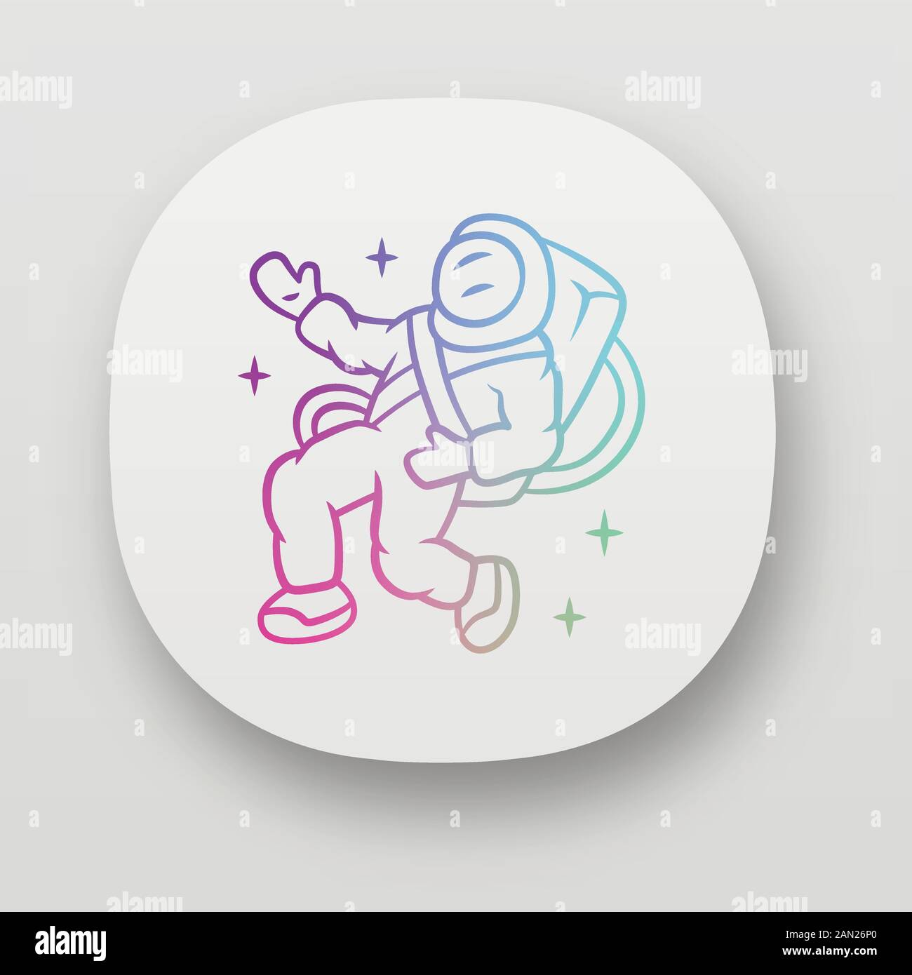 Astronaut app icon. Spaceman. Space explorer. Cosmonaut in outer space ...
