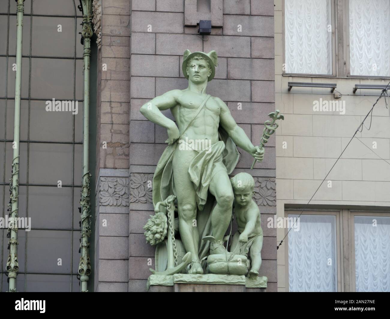 Hermes Mercury God Zeus Zoon Romeinse Standbeeld Handgemaakte Solid Brons 5.6 Inches